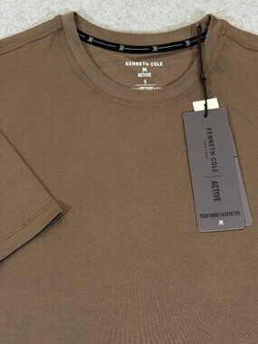 Kenneth Cole Mens Active Tech Short Sleeve T-Shirt Tee Brown Small S Stretch NWT